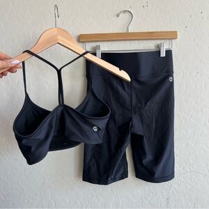 All Access Black Biker Shorts + Sports Bra Matching Set